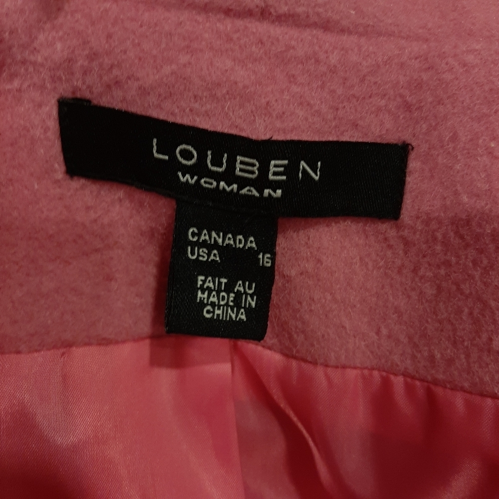 Louben Wool Cashmere Blazer Jacket Womens Size 16 Felted Barbie Bubblegum Pink - Picture 11 of 14